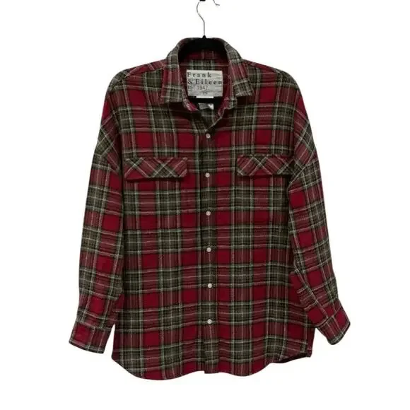 Frank & Eileen McLoghlin Utility Jacket Red Black Textured Flannel Size XS Small - Picture 2 of 14